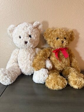 Barrington Collection Teddy Bear Plush Set Brown & Cream 2 Bears